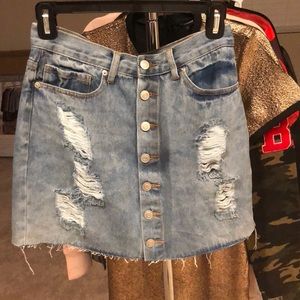 Distressed Jean Skirt